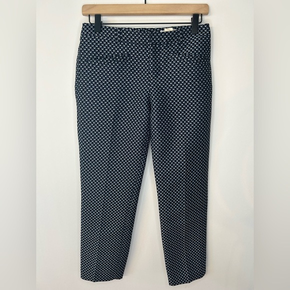 Club Monaco Women’s Geometric Jacquard Slim Crop Pants, Sz 00, Black, Blue, Gray - Picture 1 of 8